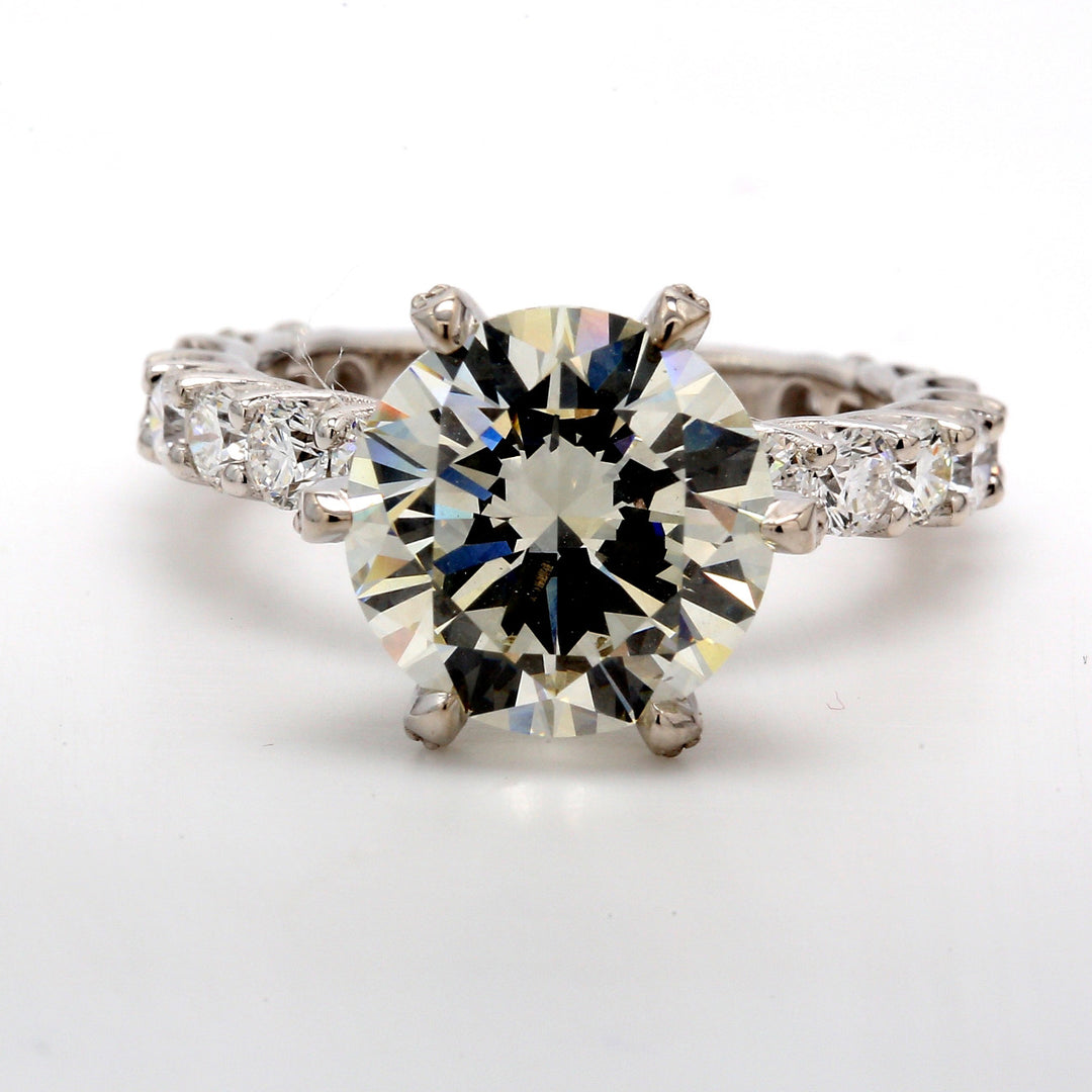 Semi-mount in 18K WG with prong set (50) round diamonds.  D1.86ct.t.w.  Size 7