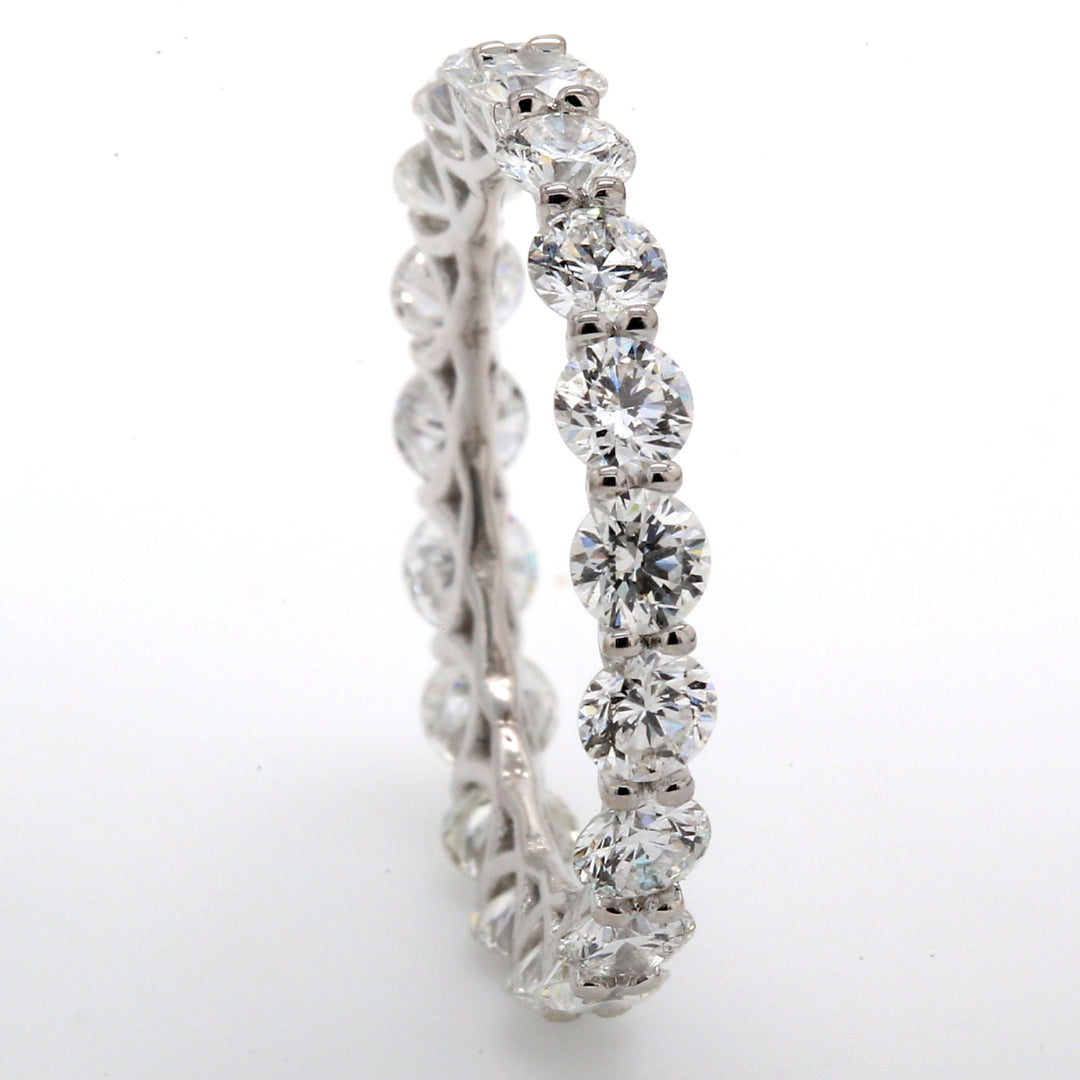 Eternity band in 18K WG with U-prong set (19) round diamonds.  D2.29ct.t.w. Size 5.75
