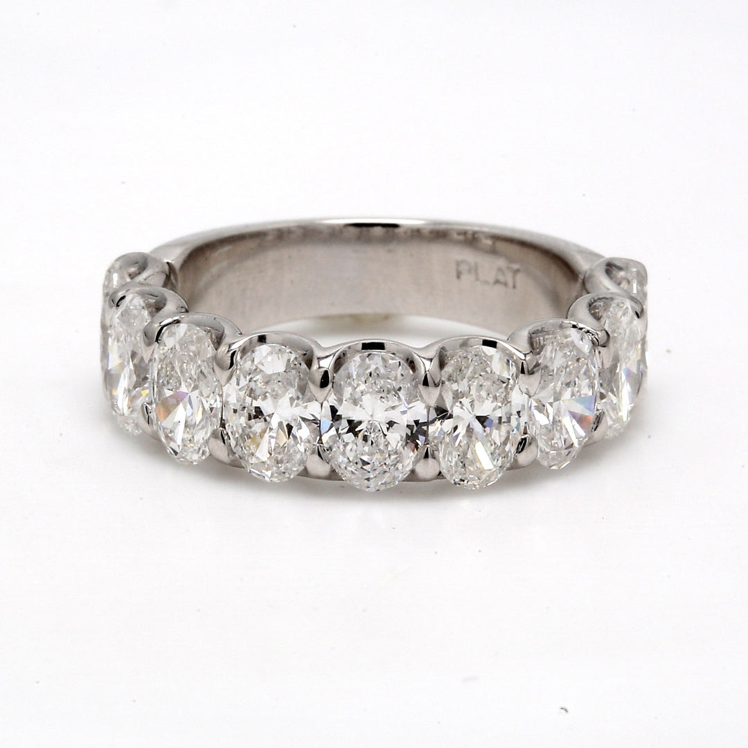 9-stone band in platinum with prong set oval cut diamonds.  D2.79ct.t.w.  Size 4.5