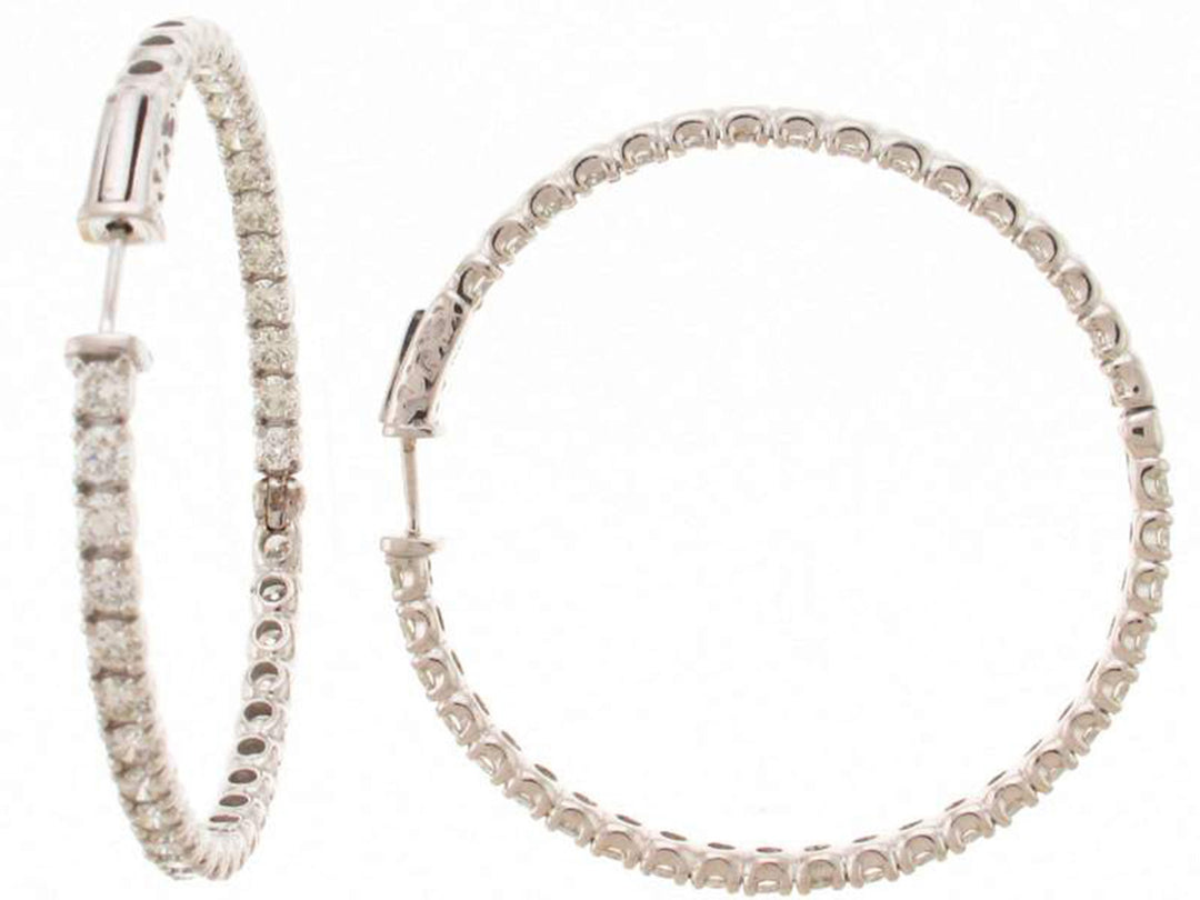 3"" Inside out hoop earrings with prong set (210) round diamonds.  D5.26ct.t.w.