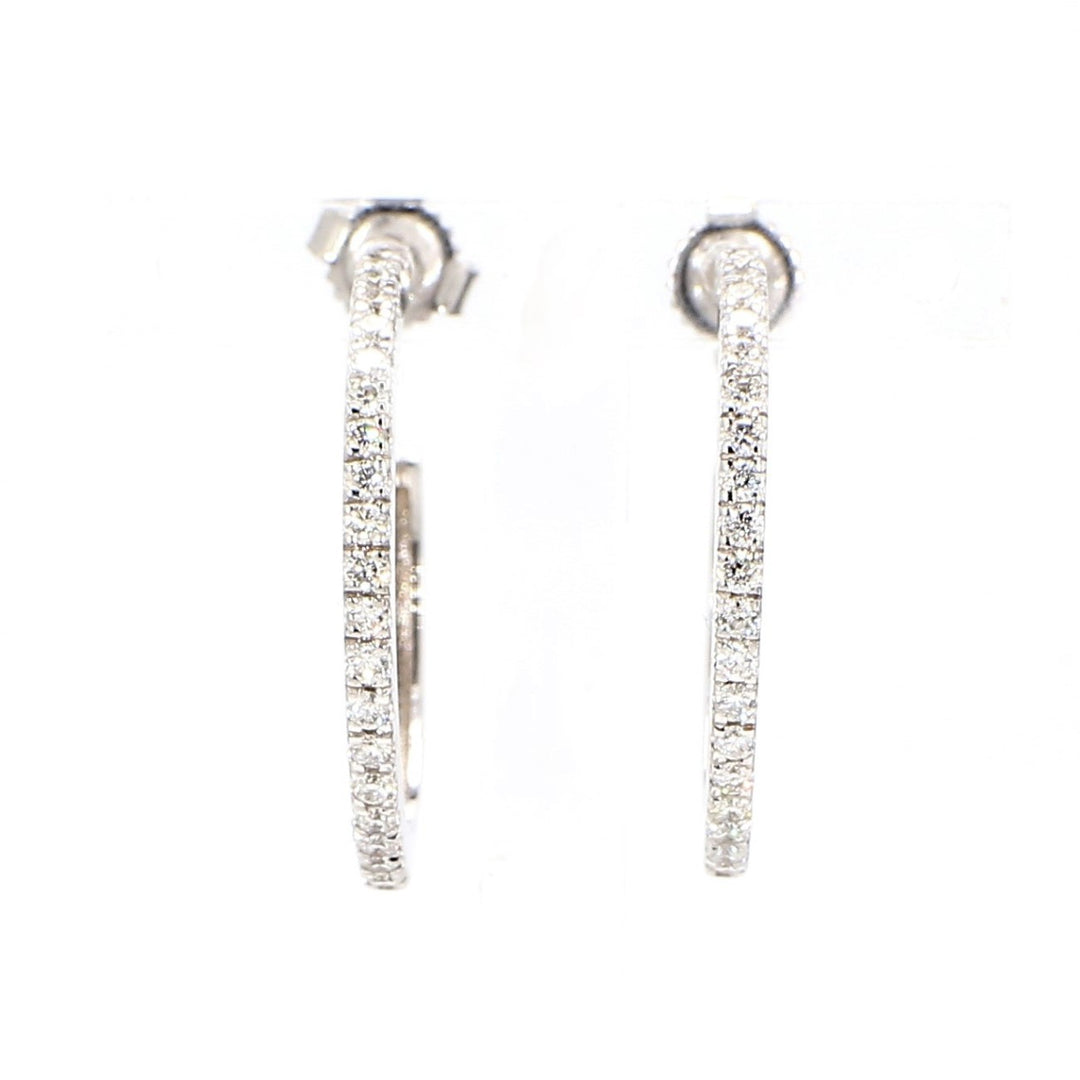 3/4"" Hoop Earrings in 18K EG with U-prong set round diamonds.  D0.76ct.t.w.
