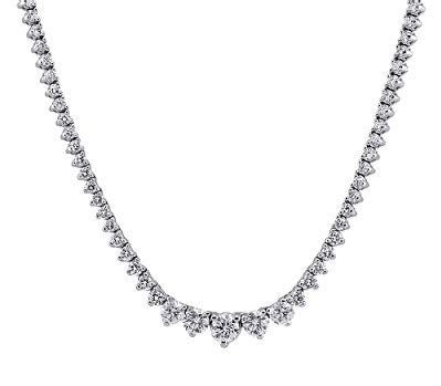 17.5"" Graduated tennis necklace in 18K WG with 3-prong set round diamonds.  D15.81ct.t.w.  (Center 1.00ct.)