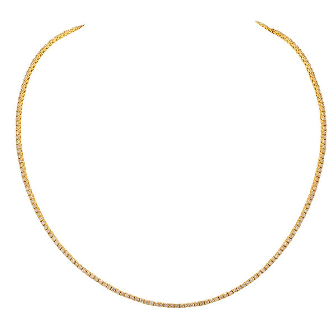 16"" Tennis necklace in 14K YG with 4-prong set round diamonds.  D4.00ct.t.w.