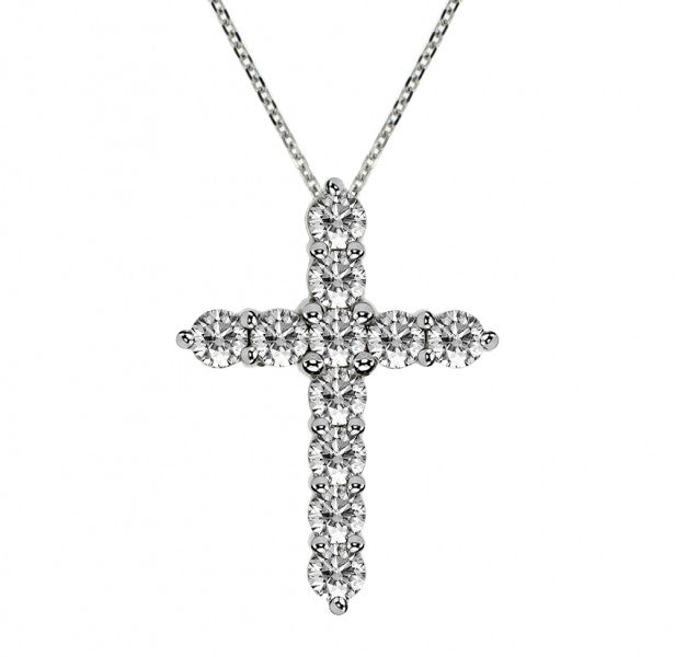 1.25"" Cross pendant with prong set (17) round diamonds.  D0.30ct.t.w.