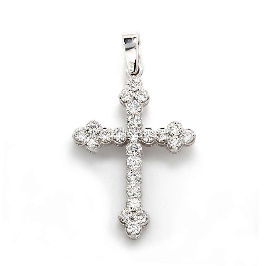 1"" Cross pendant with shared prong set (24) round diamonds.  D0.72ct.t.w.