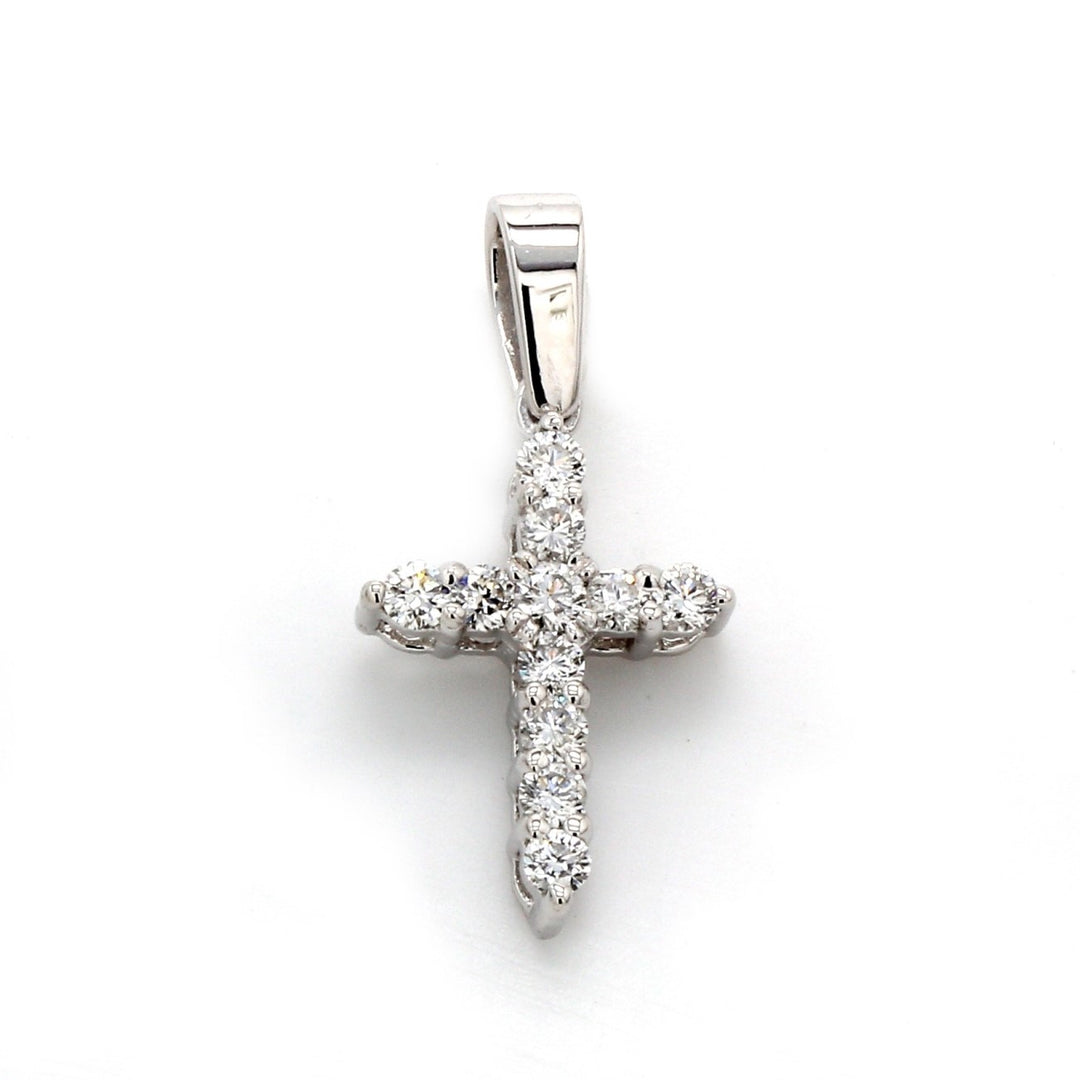 0.75"" Cross pendant with prong set round diamonds.  D0.33ct.t.w.