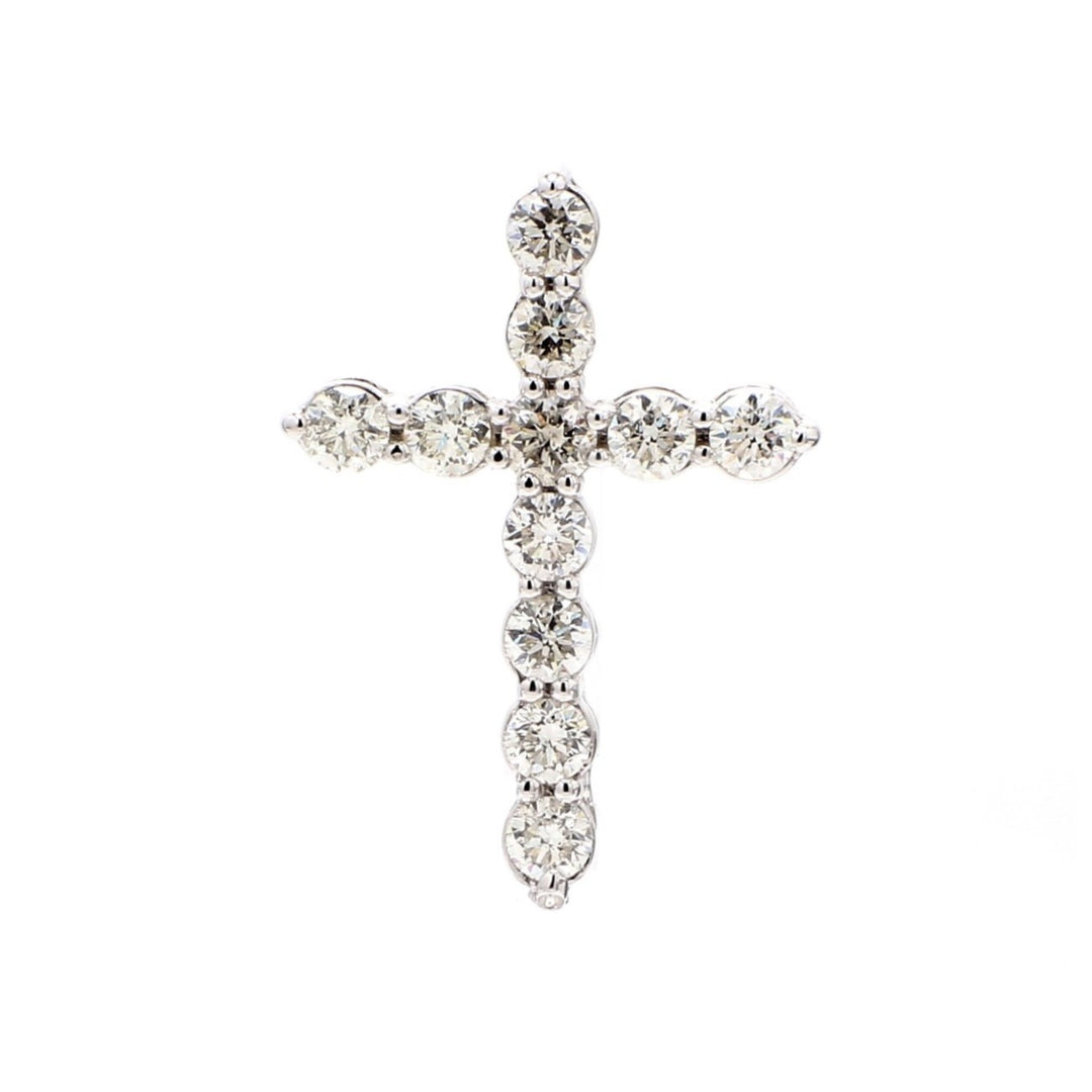 1"" Cross pendant with shared prong set round diamonds.  D2.10ct.t.w.