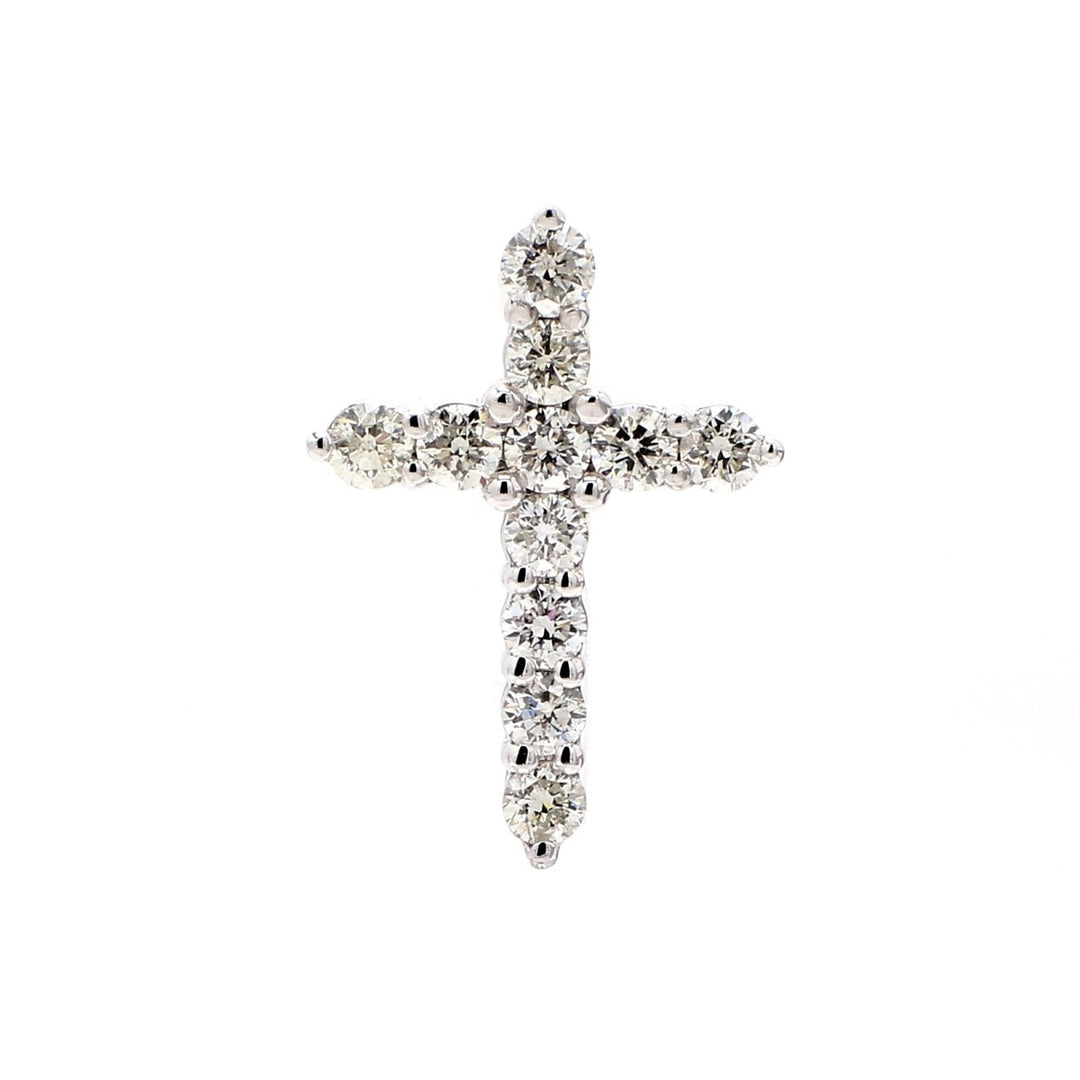 1"" Cross pendant with shared prong set round diamonds.  D1.98ct.t.w.