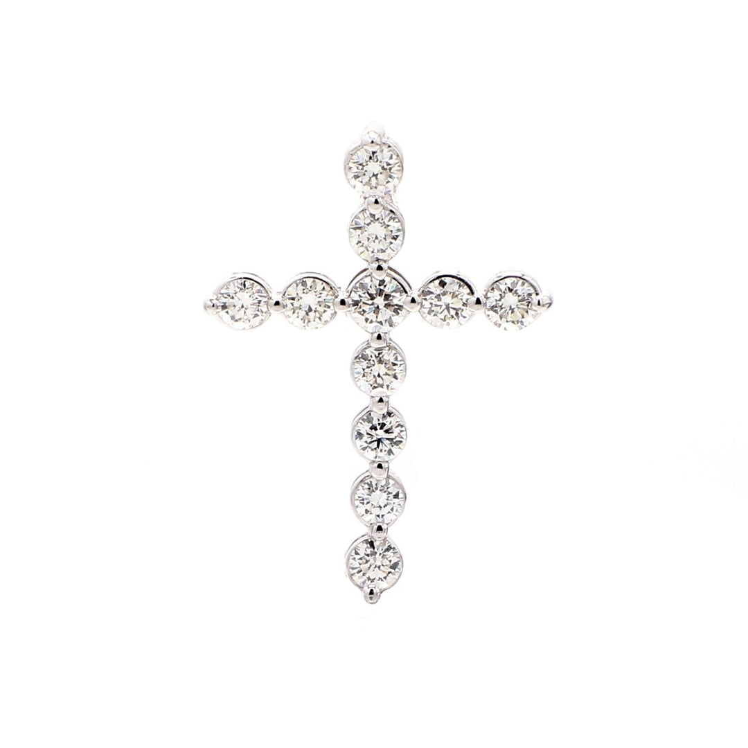 1"" Cross pendant with shared prong set round diamonds.  D1.22ct.t.w.
