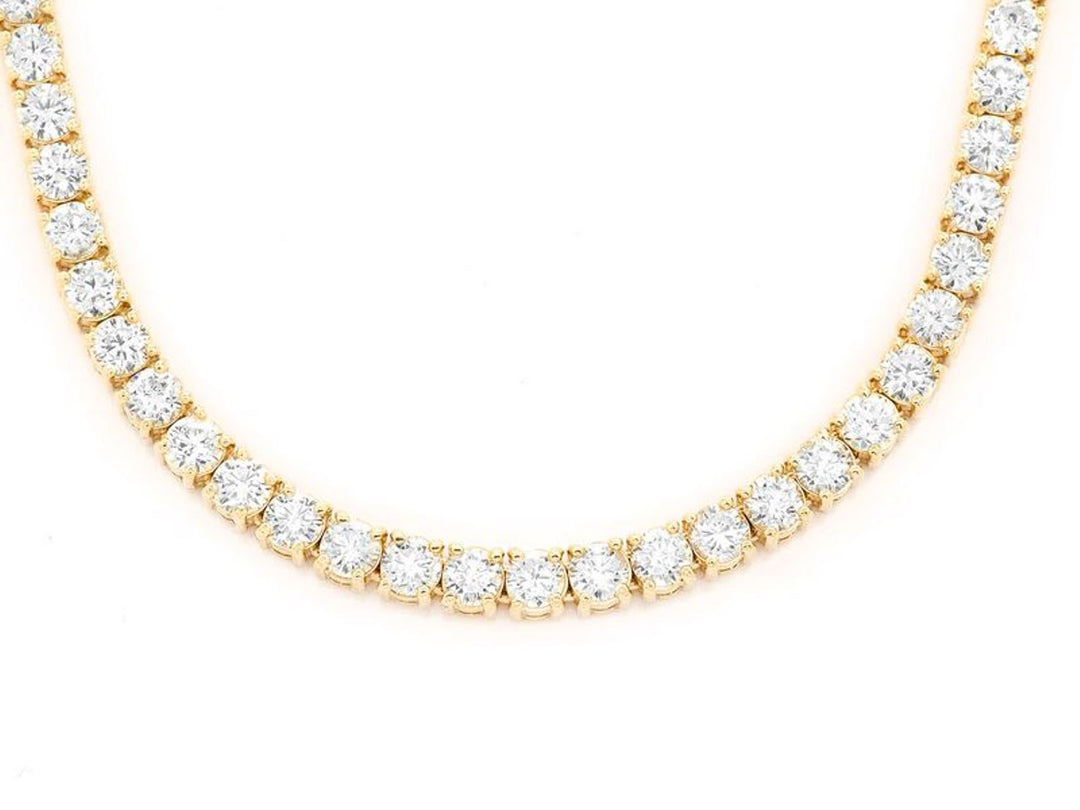17"" Tennis necklace in 14K YG with 4-prong set (230) round diamonds.  D4.86ct.t.w.