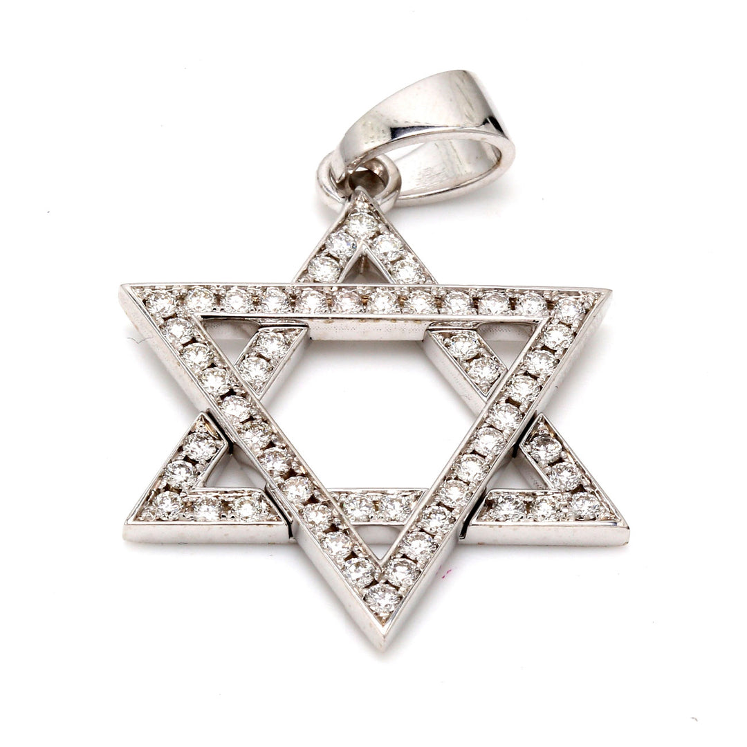 Star of David pendant in 18K WG with pave set (54) round diamonds.  D1.61ct.t.w.