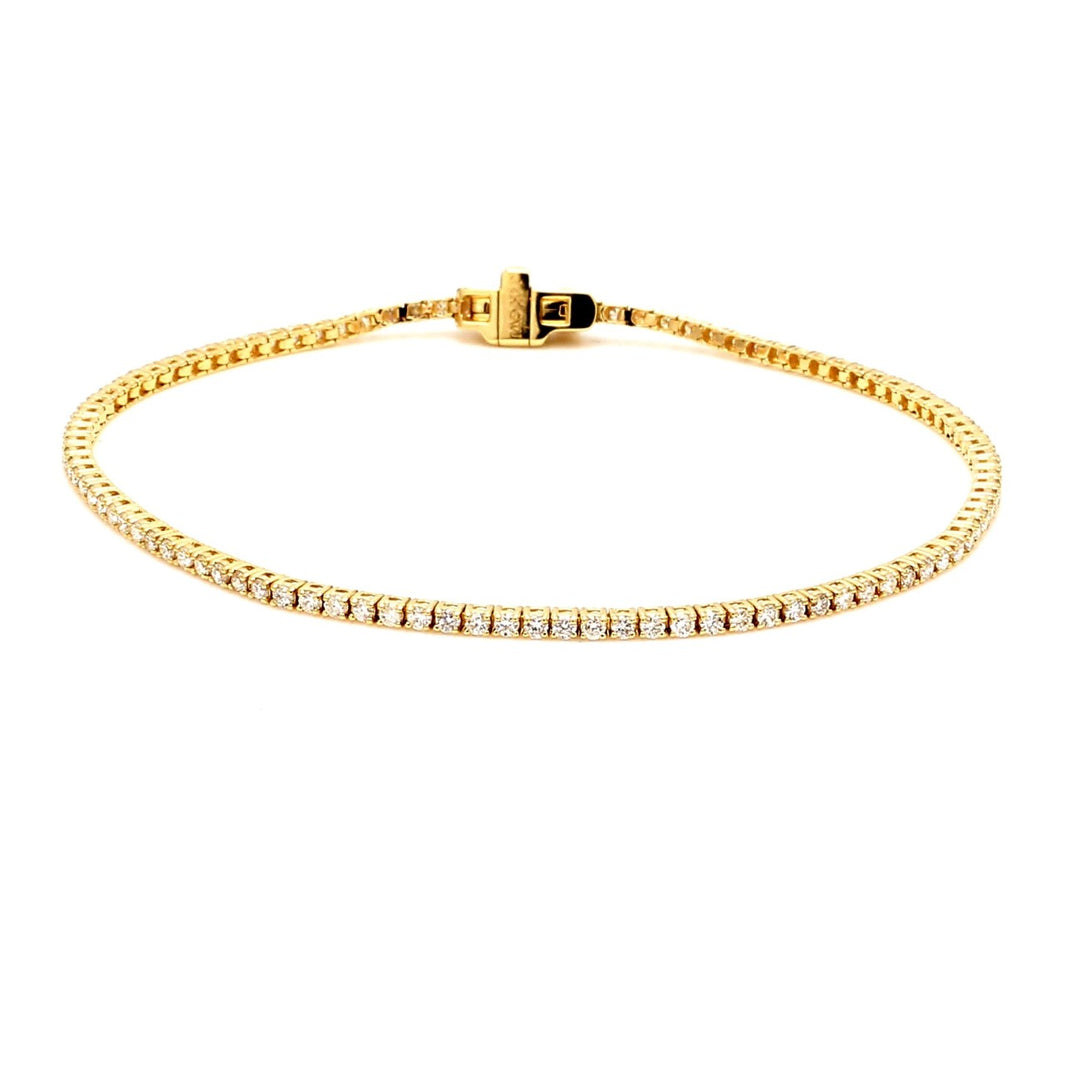 7"" Tennis bracelet in 14K YG with 4-prong basket set (104) round diamonds.  D1.26ct.t.w.