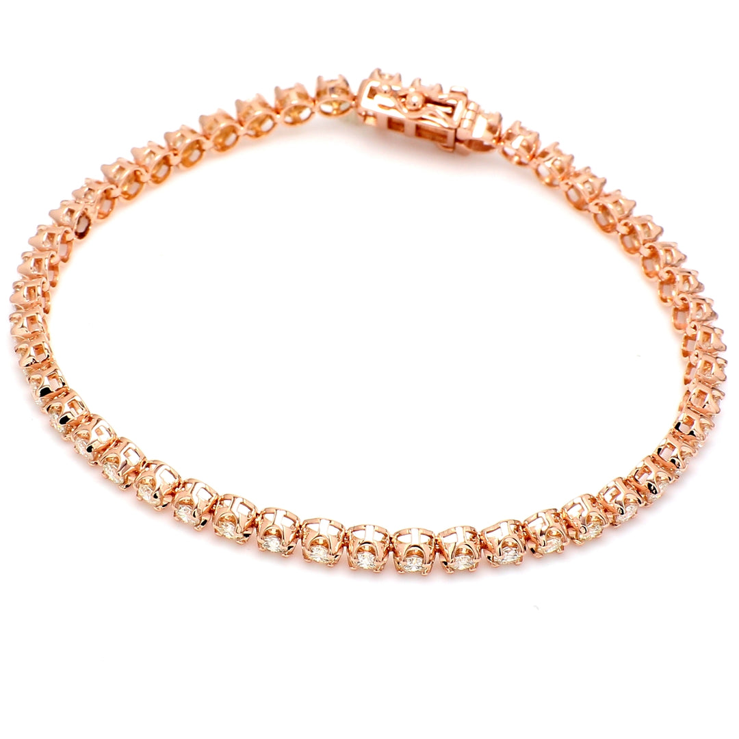 7"" Tennis bracelet in 14K RG with 4-prong set (56) round diamonds.  D4.84ct.t.w.