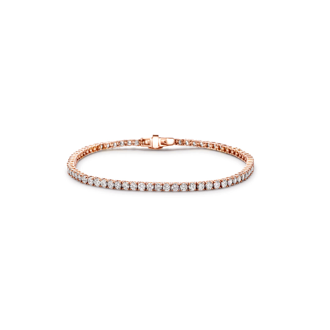 7"" Tennis bracelet in 14K RG with 4-prong set (75) round diamonds.  D3.44ct.t.w.