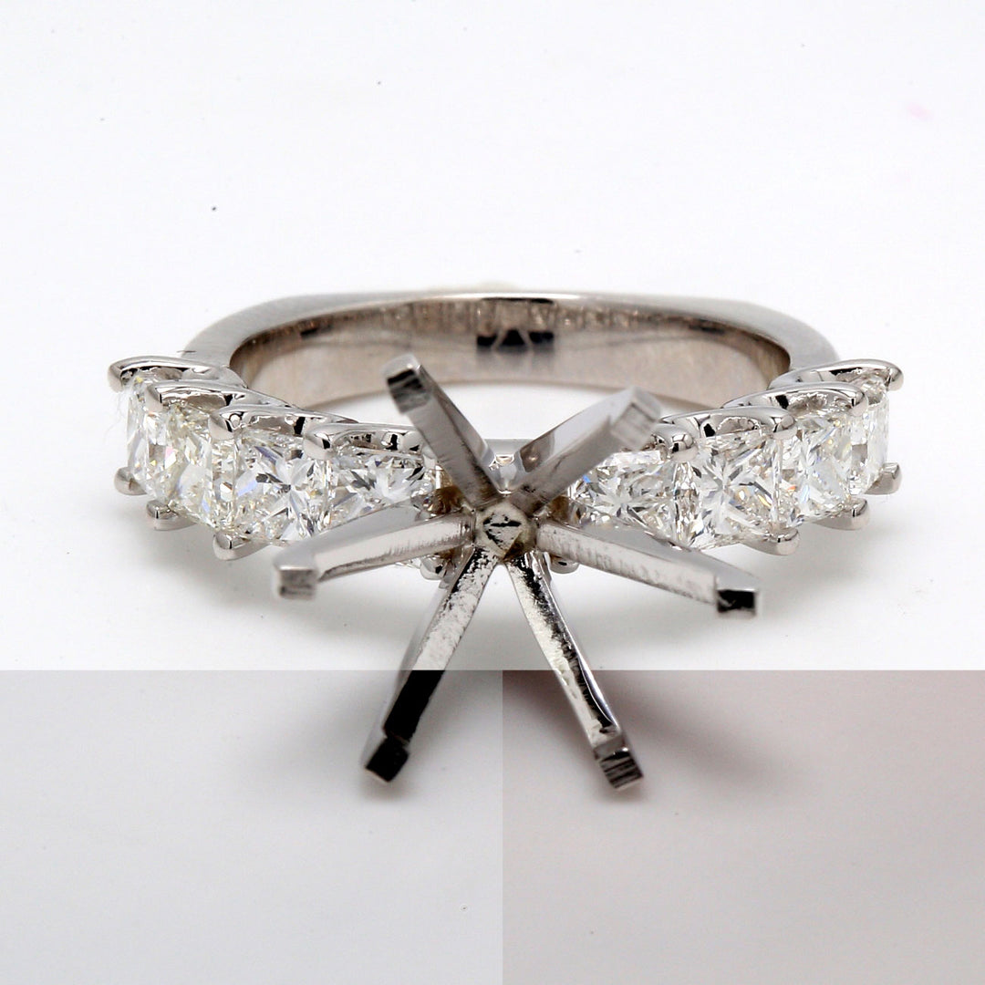 Semi-mount with U-prong set round diamonds.  D1.88ct.t.w.