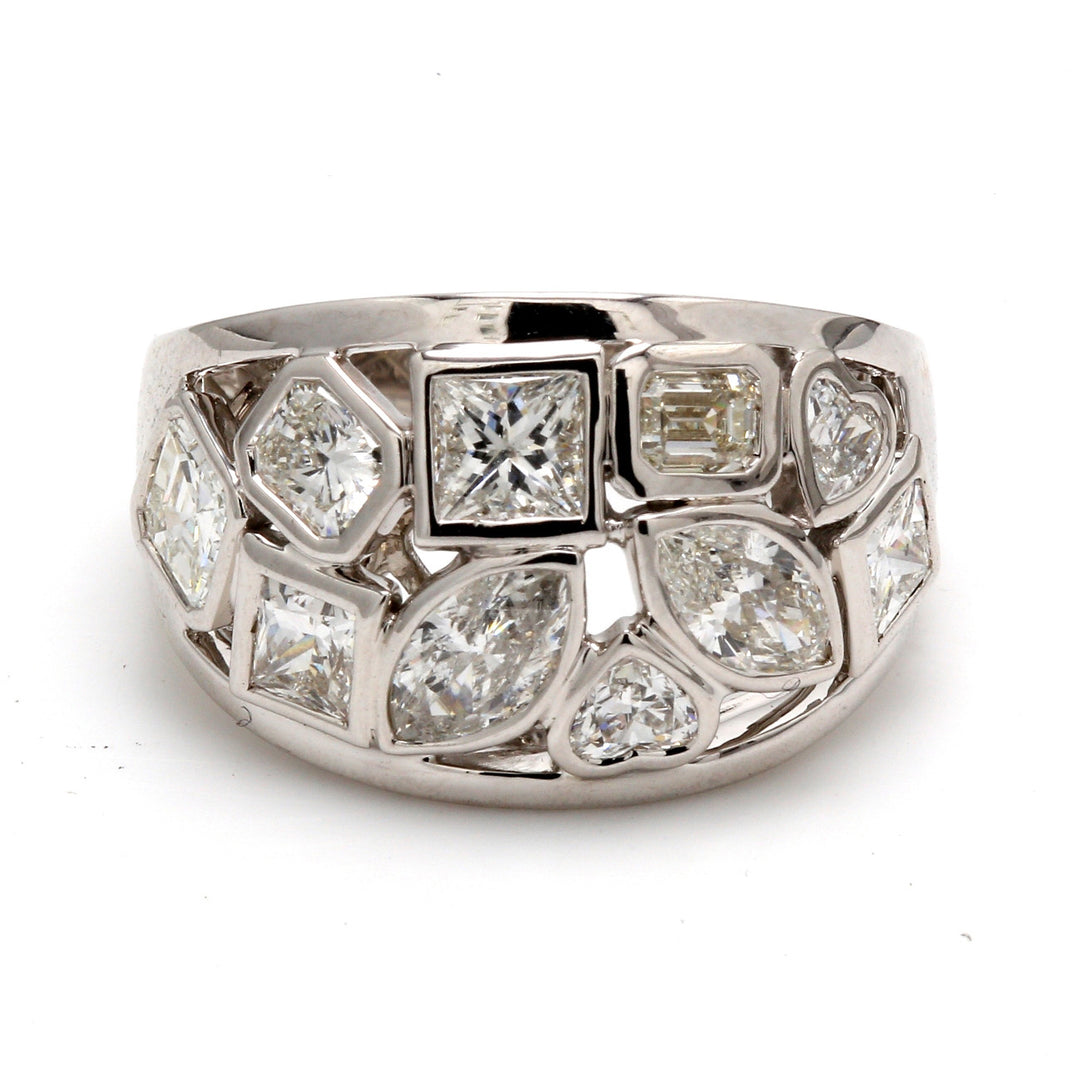 Fashion ring with bezel set (10) mixed shape diamonds.  D2.43ct.t.w.  Size 6.75