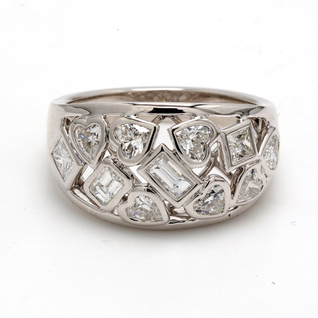 Fashion ring with bezel set (11) mixed shape diamonds.  D1.49ct.t.w.  Size 6.75