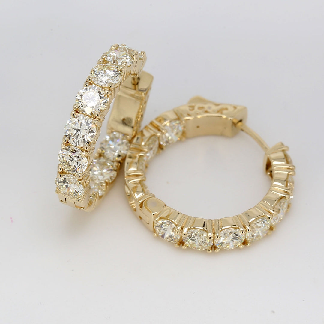 1"" Inside out hoop earrings with 4-prong basket set round diamonds.  D5.62ct.t.w.