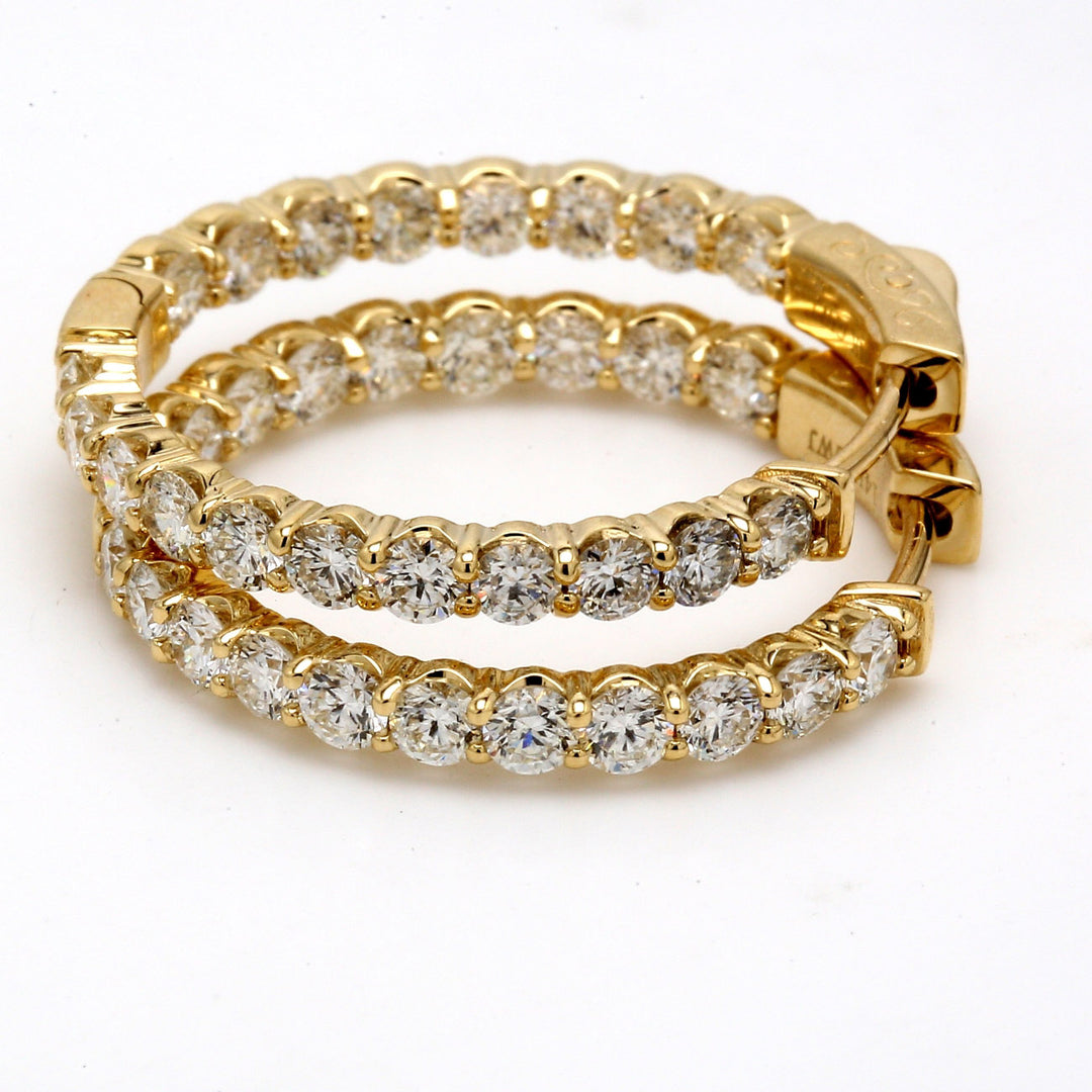 1"" Inside out hoop earrings with U-prong set (38) round diamonds.  D2.53ct.t.w.