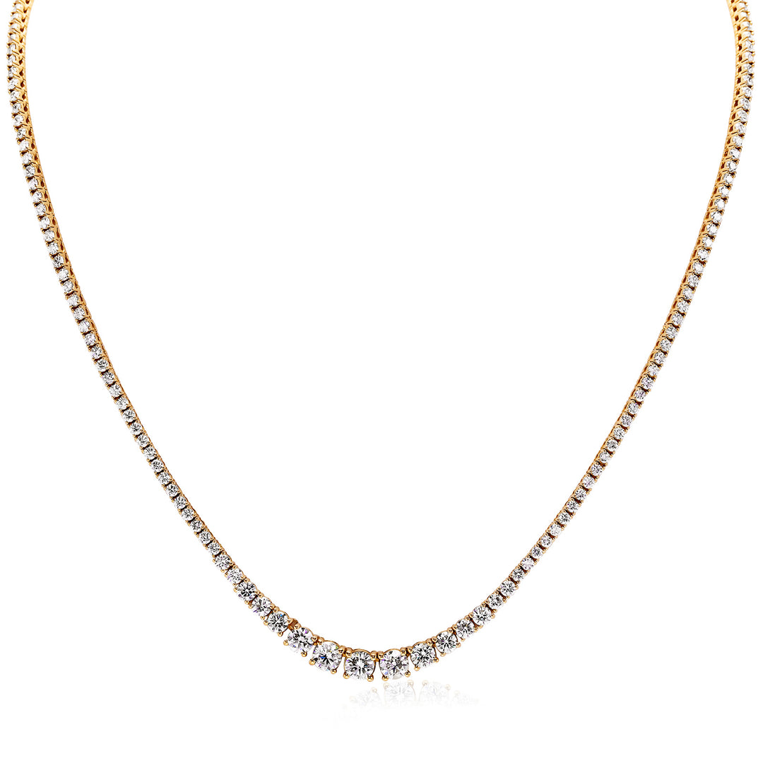 18"" Graduated tennis necklace with 4-prong set round diamonds.  D7.89ct.t.w.