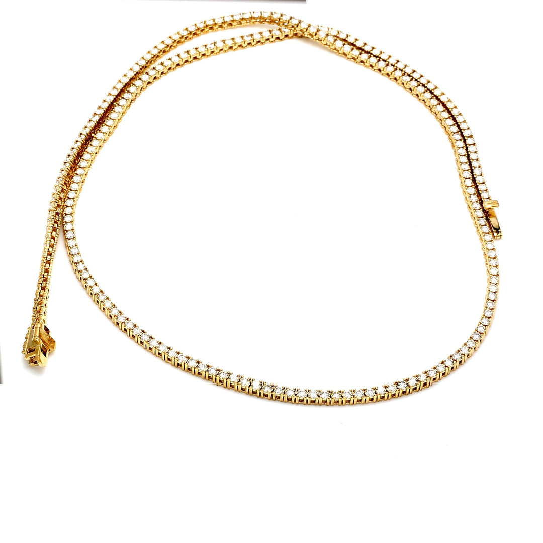 18"" Tennis necklace with 4-prong set round diamonds.  D4.92ct.t.w.