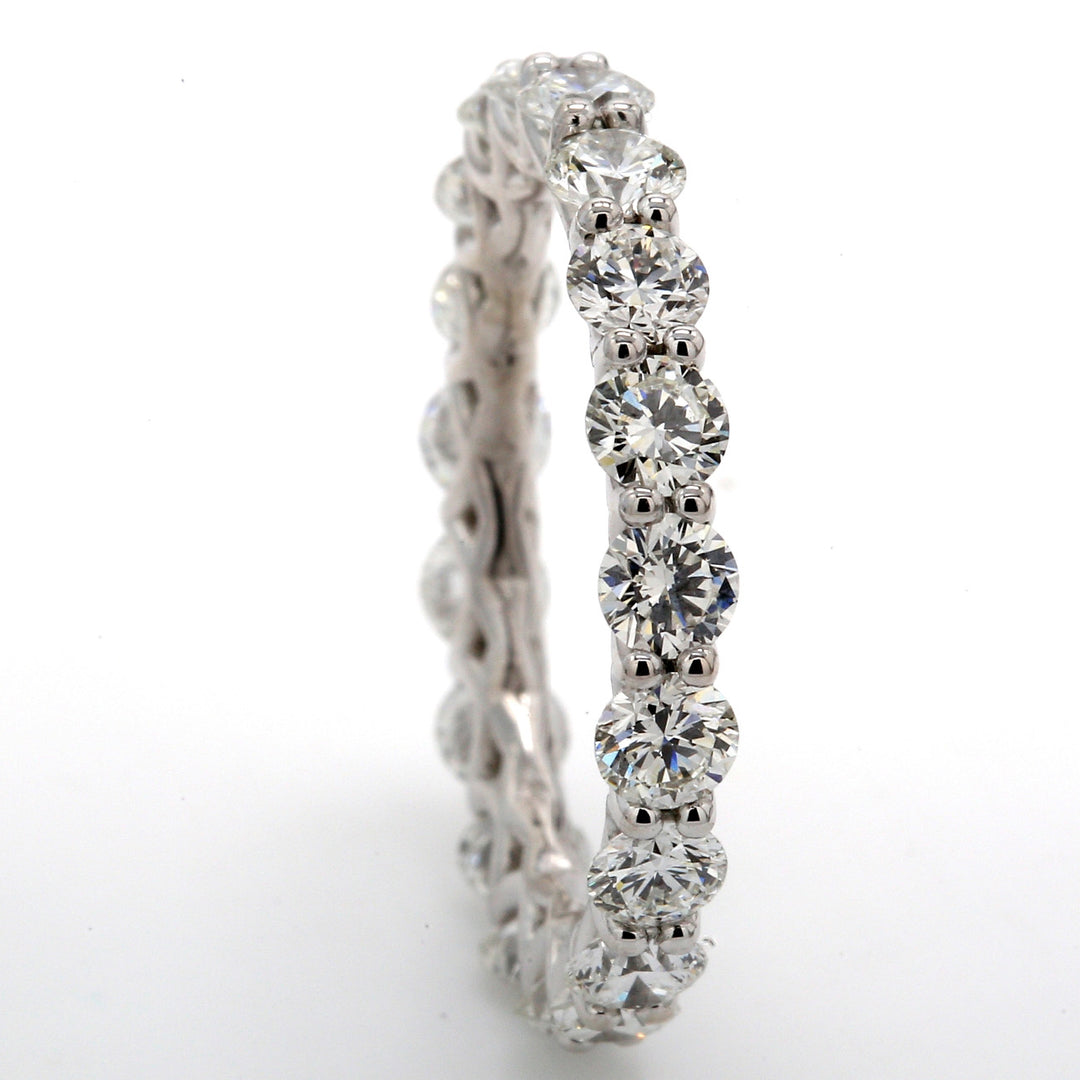 Eternity band in platinum with U-prong set (19) round diamonds.  D2.48ct.t.w.
