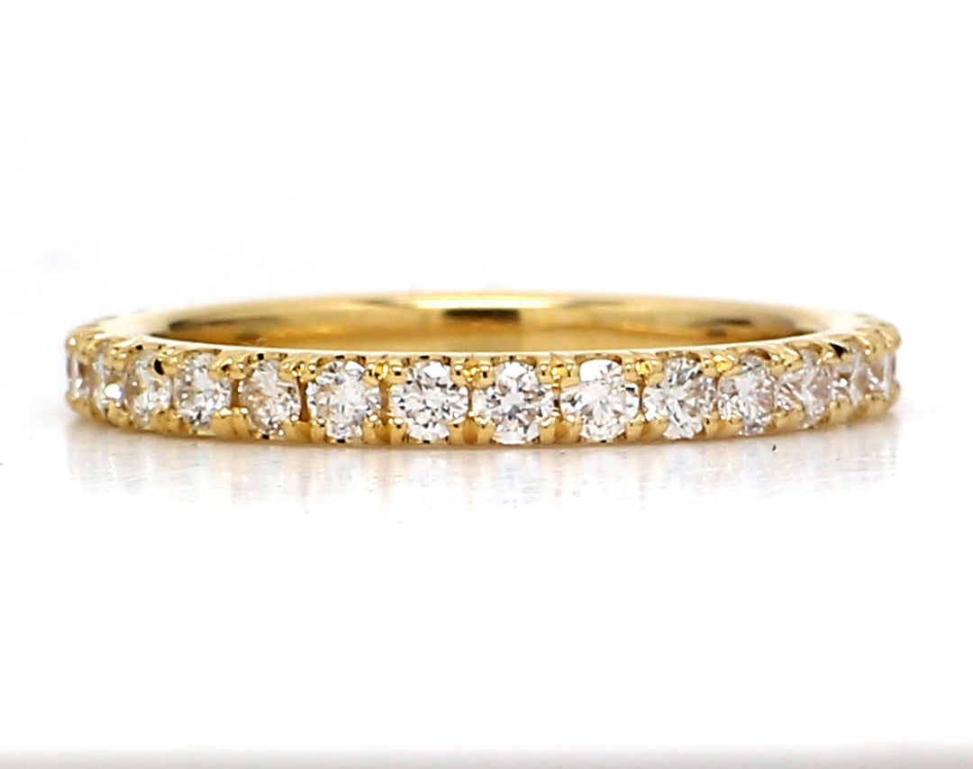 Eternity band in 18K YG with U-prong set (30) round diamonds.  D0.84ct.t.w.  Size 6