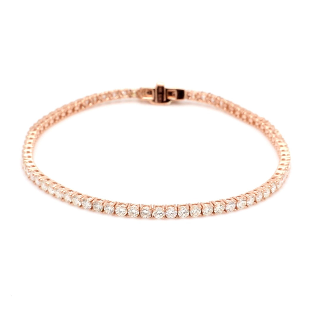 7"" Tennis bracelet in rose gold with 4-prong set (45) round diamonds.  D9.36ct.t.w.