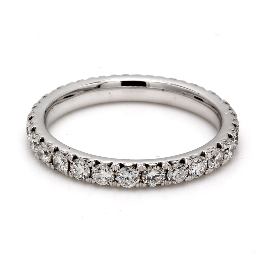 Eternity band in 18K WG with U-prong set (25) round diamonds.  D1.25ct.t.w.  Size 6