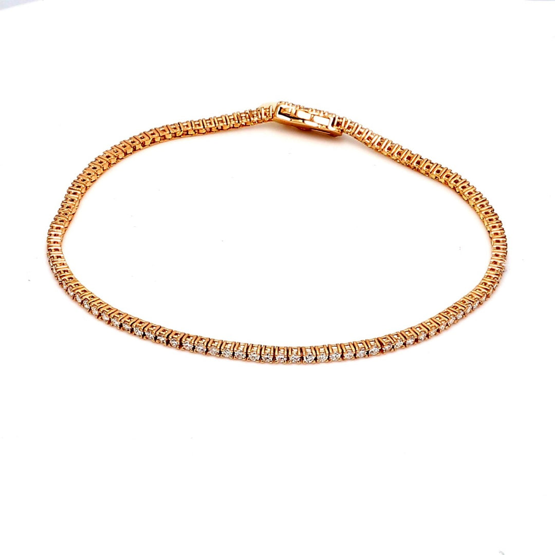 7"" Tennis bracelet in 14K RG with prong set round diamonds.  D1.25ct.t.w.