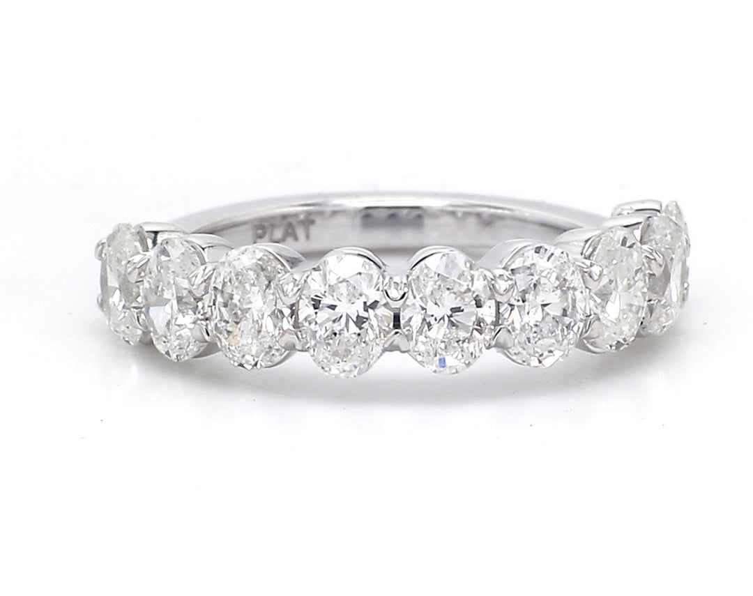 9-stone band in platinum with basket prong set oval cut diamonds.  D2.06ct.t.w.  Size 5.5