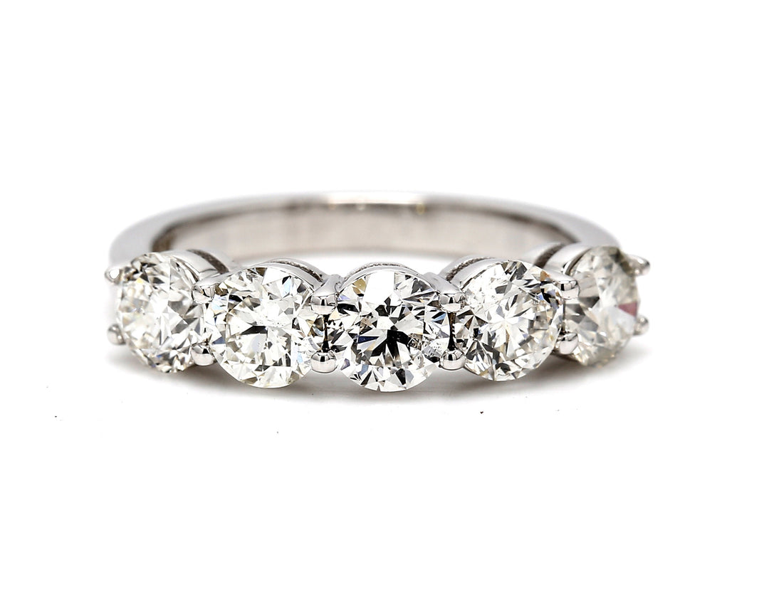 5-stone band in 18K WG with basket prong set round diamonds.  D1.99ct.t.w.  Size 6