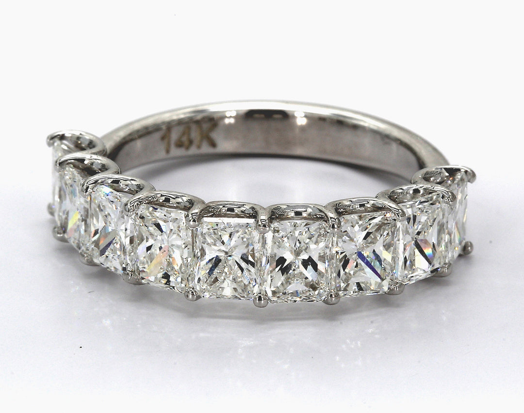 9-stone band with U-prong set radiant cut diamonds.  D3.71ct.t.w.  Size 8