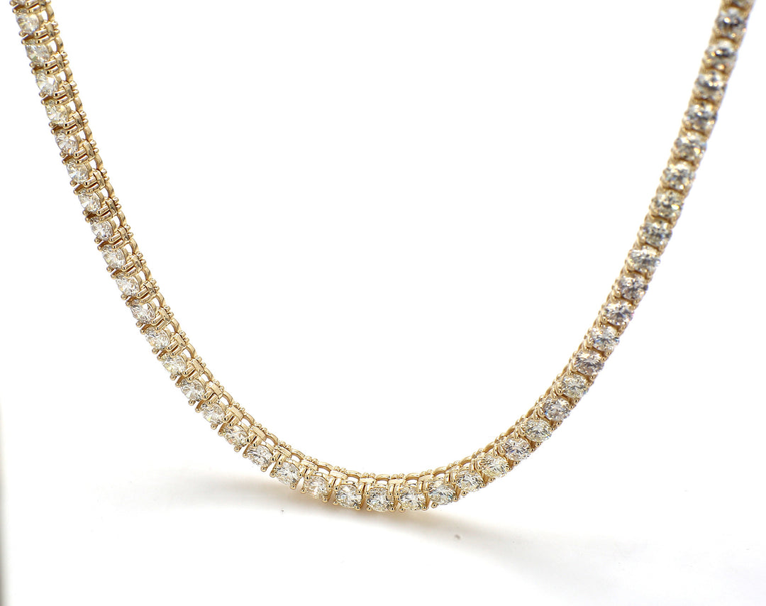 22"" Tennis necklace in 14K YG with 4-prong set (182) round diamonds.  D14.57ct.t.w.