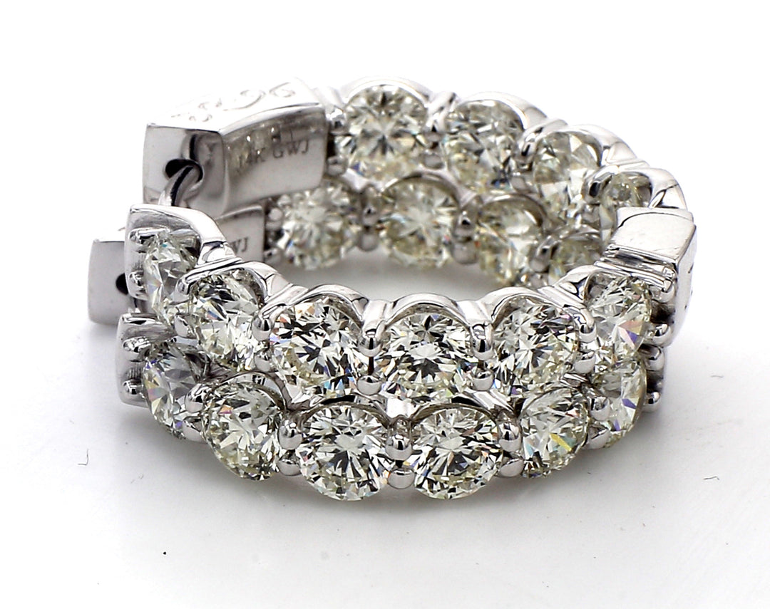 0.75"" Inside out hoop earrings with prong set (20) round diamonds.  D6.71ct.t.w.