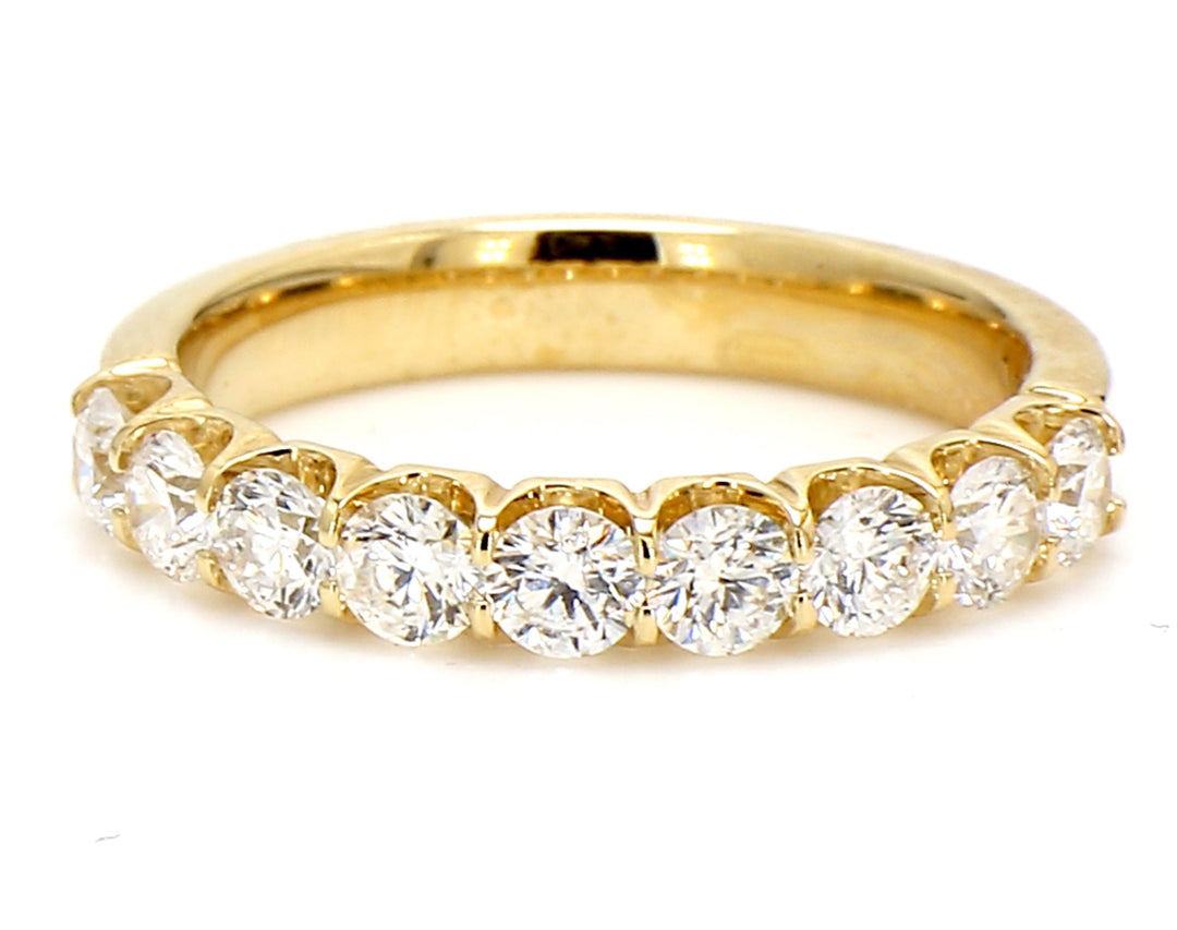 9-stone band in 18K YG with U-prong set round diamonds.  D0.95ct.t.w.