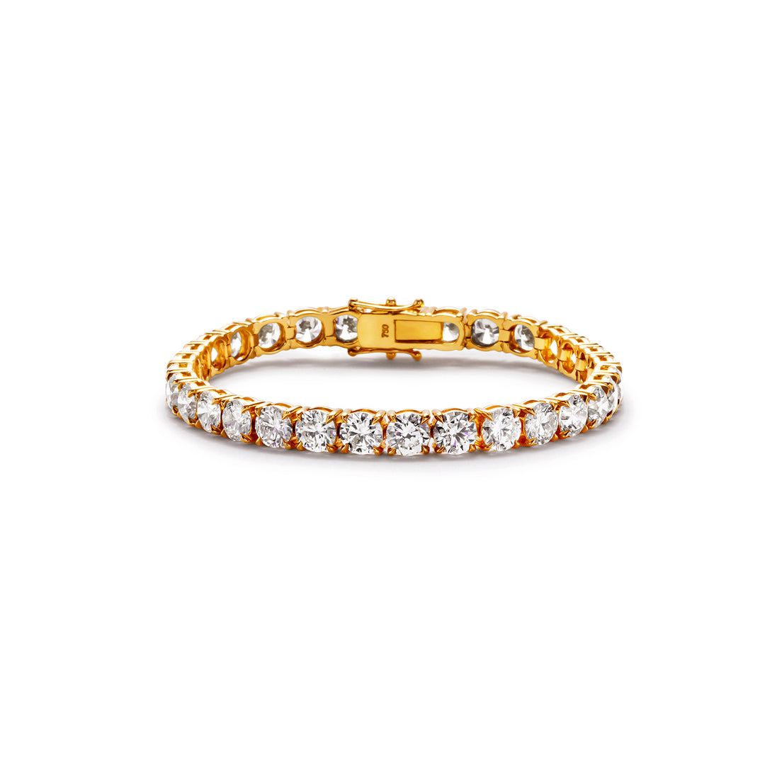 7"" Tennis bracelet in 18K YG with basket claw prong set (31) round diamonds.  D19.15ct.t.w.