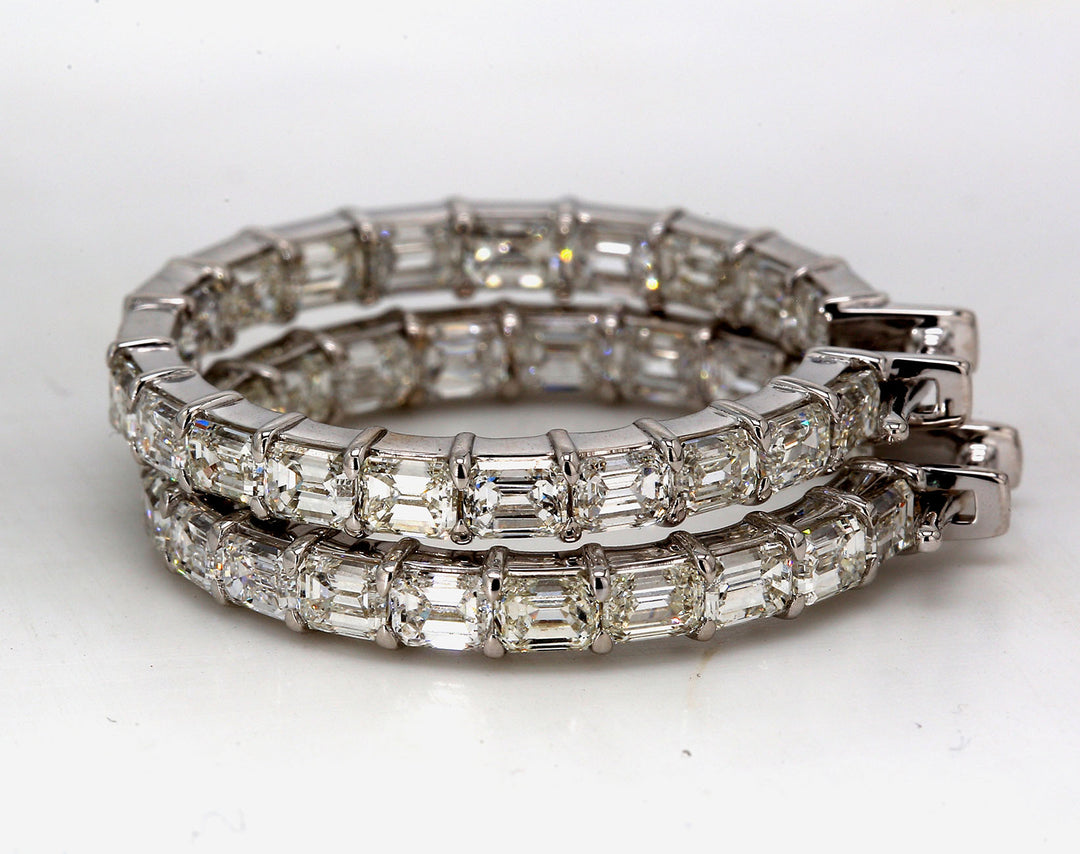 1"" Inside out hoop earrings in 18K WG with prong set (38) emerald cut diamonds.  D7.14ct.t.w.