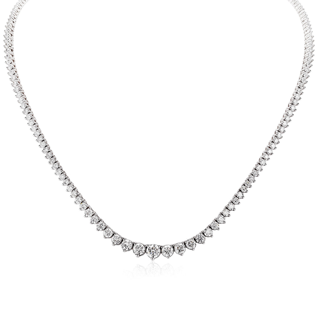 17"" Graduating tennis necklace with 3-prong set (168) round diamonds.  D10.14ct.t.w.