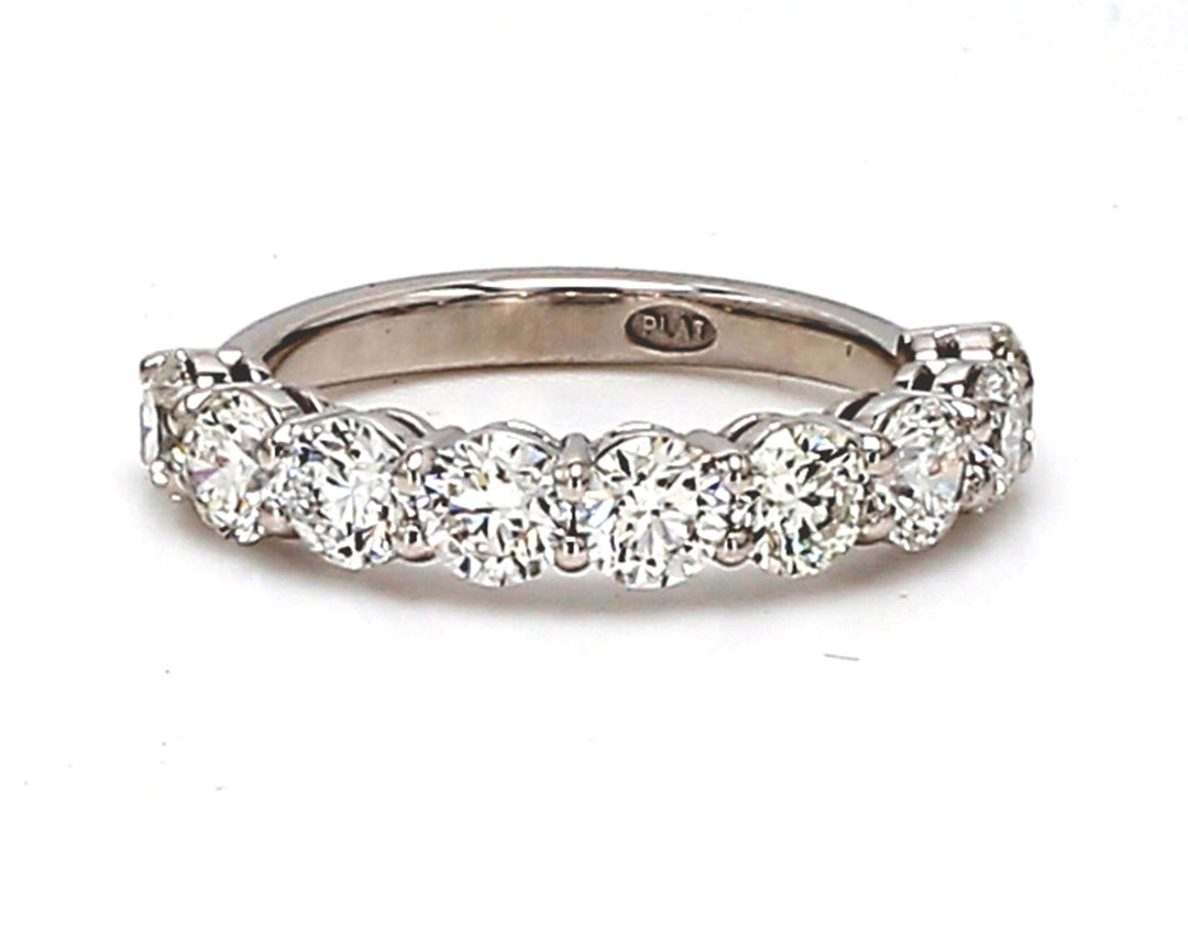 9-stone band in platinum with basket prong set round diamonds.  D1.65ct.t.w.  Size 5