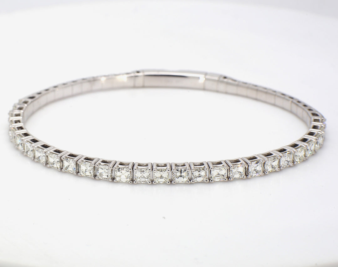 Flex bangle with basket prong set (27) asscher cut diamonds.  D4.10ct.t.w.