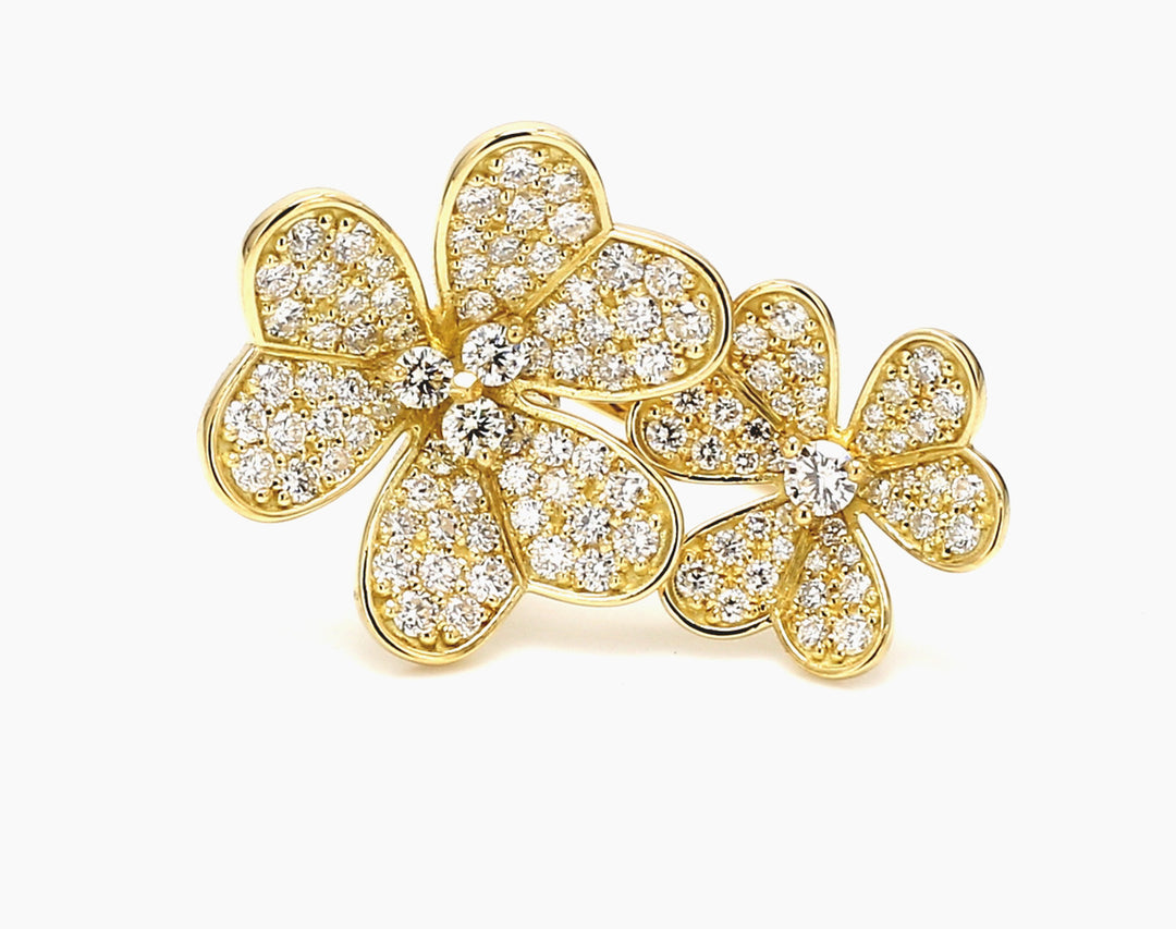 Flower ring in 18K YG with pave set (112) round diamonds.  D2.27ct.t.w.  Size 6
