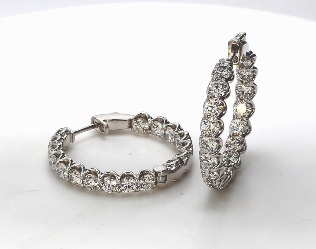 1"" Inside out hoop earrings with U-prong set round diamonds.  D5.78ct.t.w.