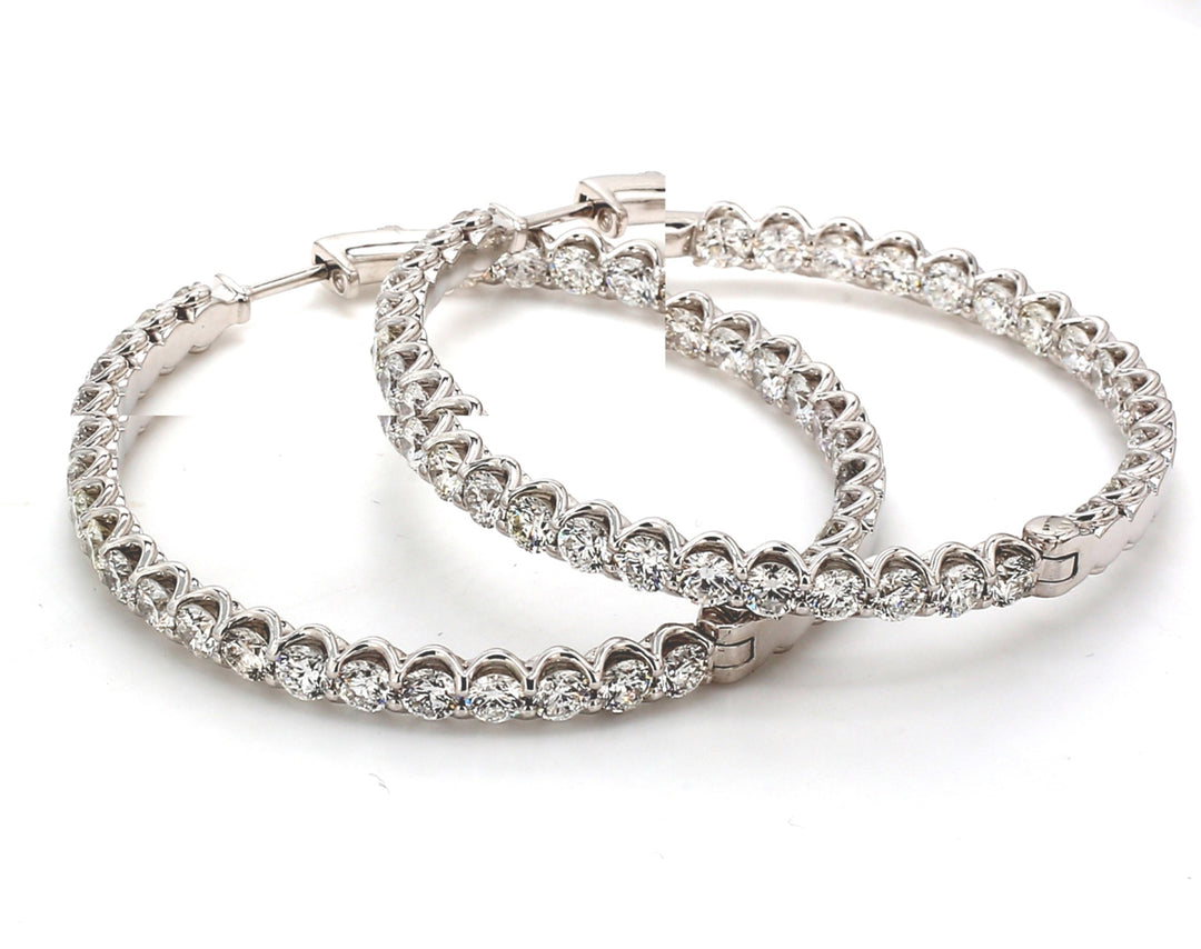 1.80"" Inside out hoop earrings with U-prong set round diamonds.  D11.56ct.t.w.