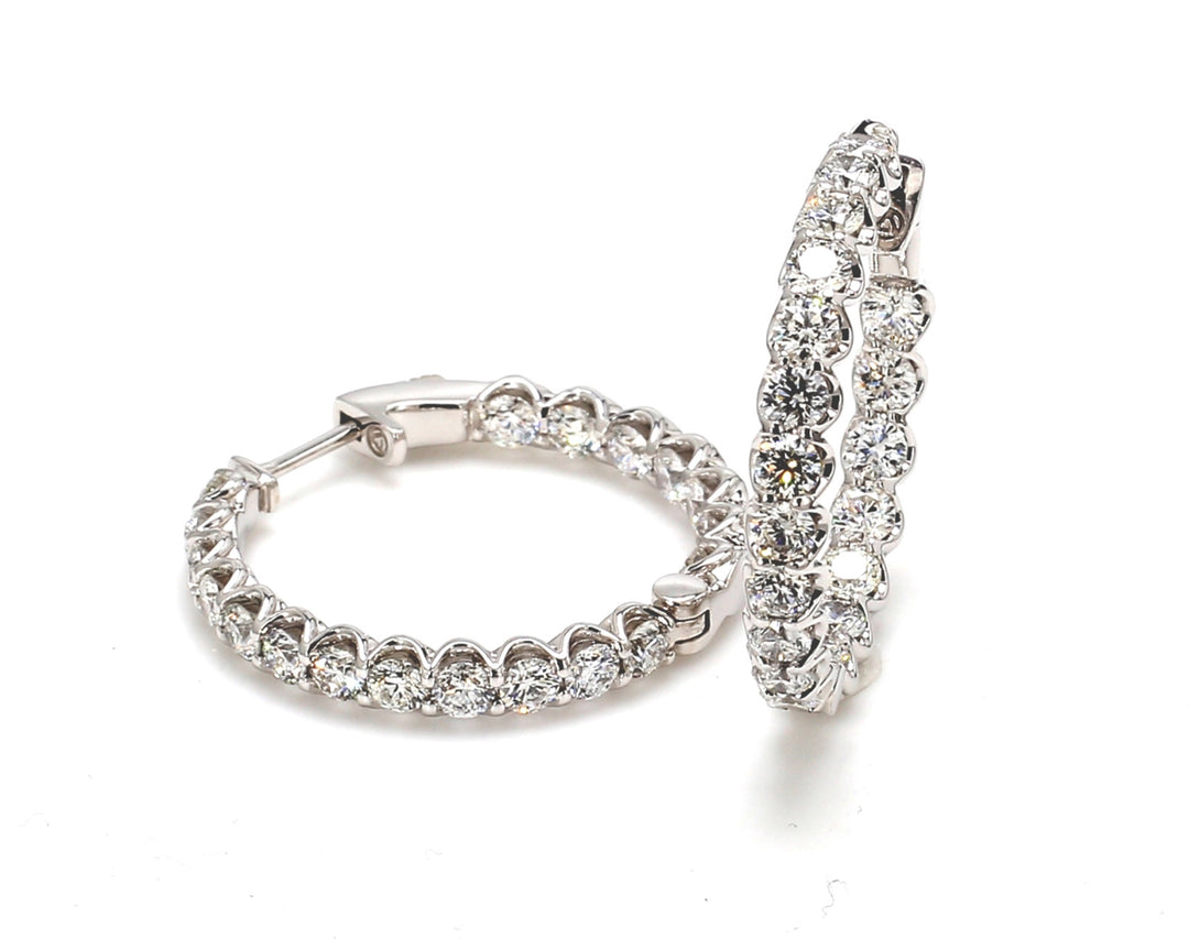 1"" Inside out hoop earrings with U-prong set (38) round diamonds.  D3.99ct.t.w.