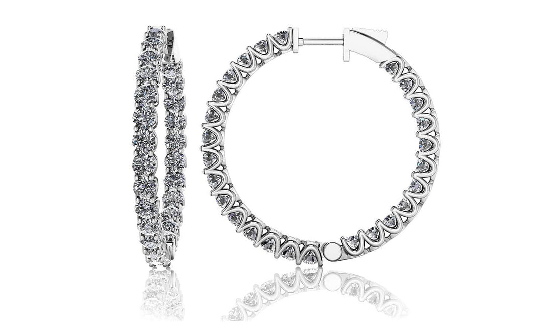 1"" Inside out hoop earrings with U-prong set (52) round diamonds.  D1.60ct.t.w.
