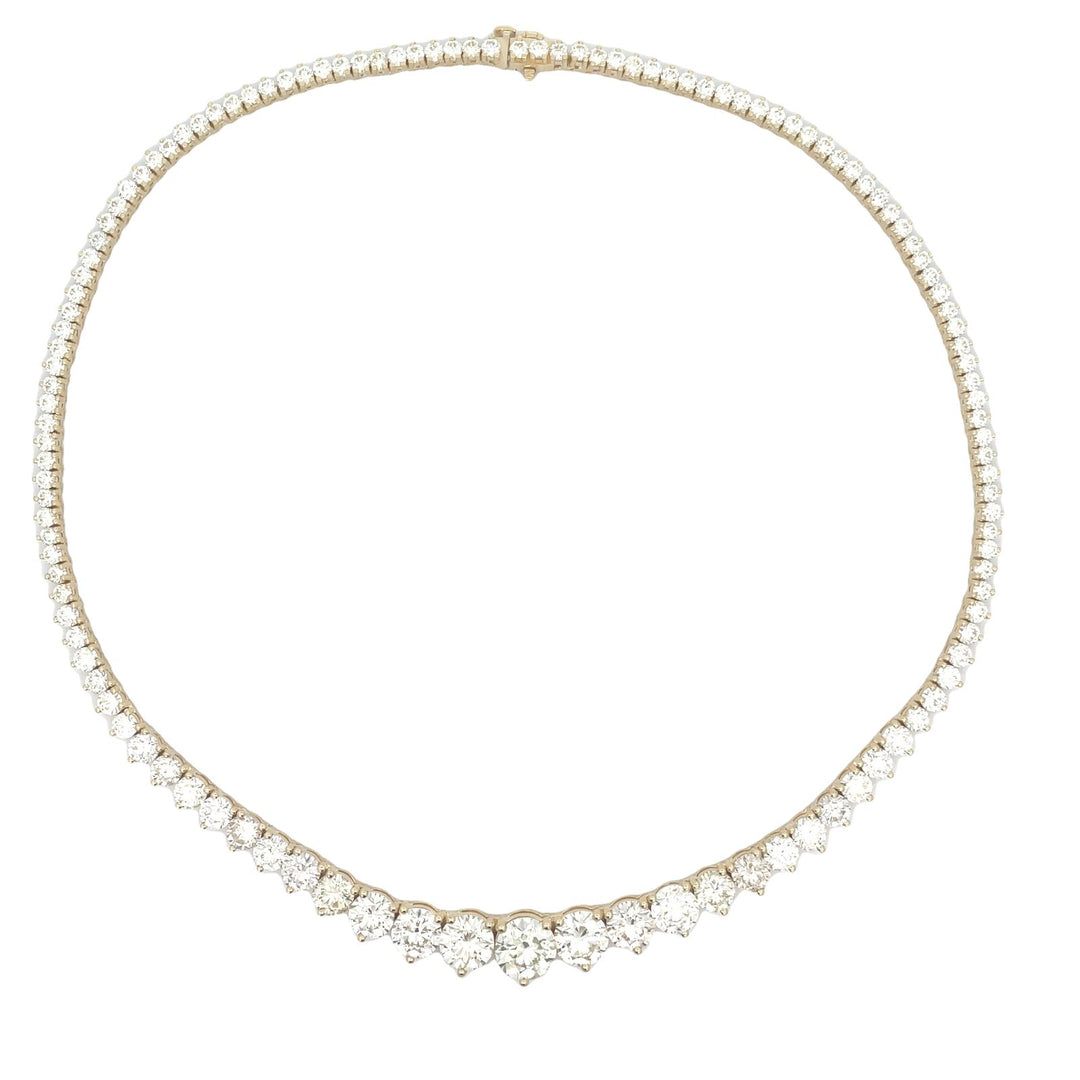 17"" Graduated tennis necklace in 18K YG with 3-prong set (123) round diamonds. D31.63ct.t.w.