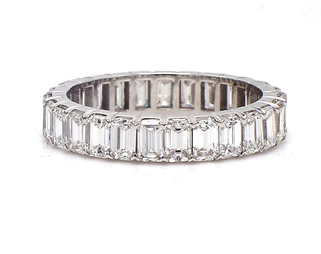 Eternity band with U-prong set (28) emerald cut diamonds.  D2.46ct.t.w.  Size 6