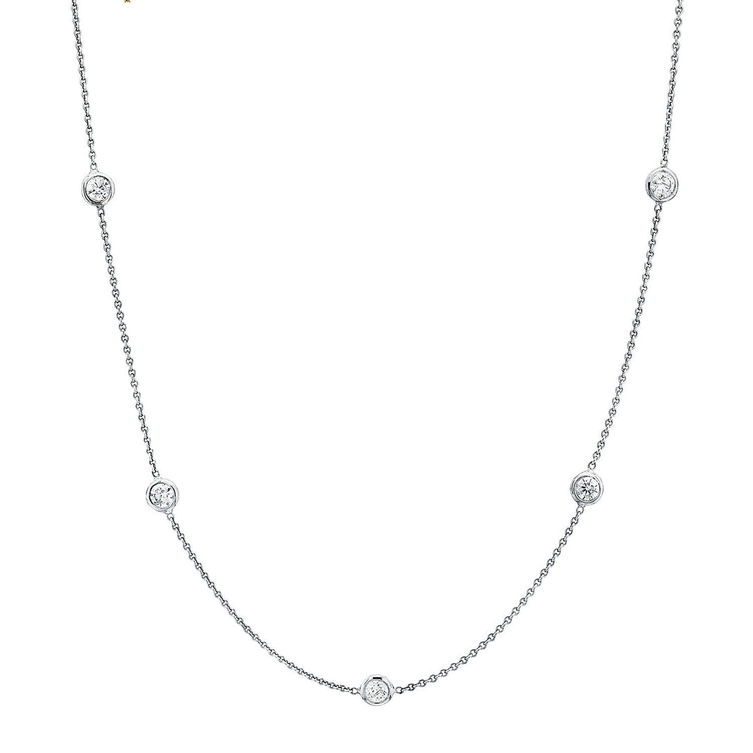 18"" Diamond by the yard necklace with bezel set (10) round diamonds.  D1.87ct.t.w.