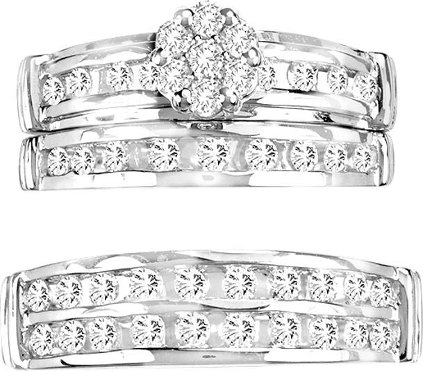 14K  1.30CT   Diamond TRIO SET